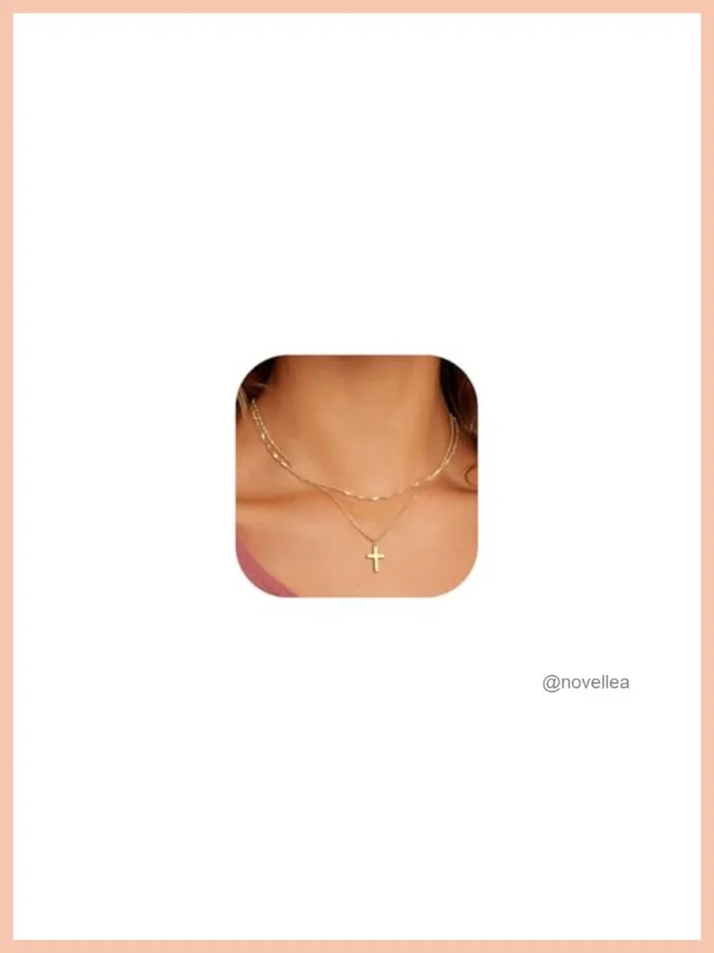 Gold Plated Cross Layered Stack Necklace for Women Trendy
